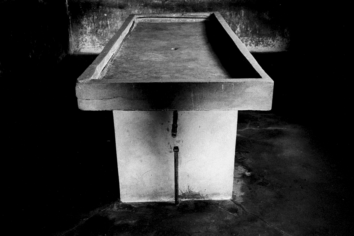 Dissection table in the crematorium