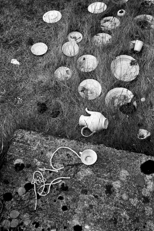 Tableware, cuttlery and other remains from the Russian army lay scattered in a former storage used for Nazi loot.